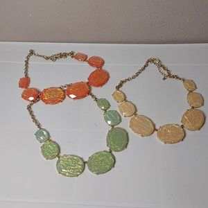 Set Of 3 Colorful Plastic And Metal Necklaces Adjustable 18 To 20 Inches Long